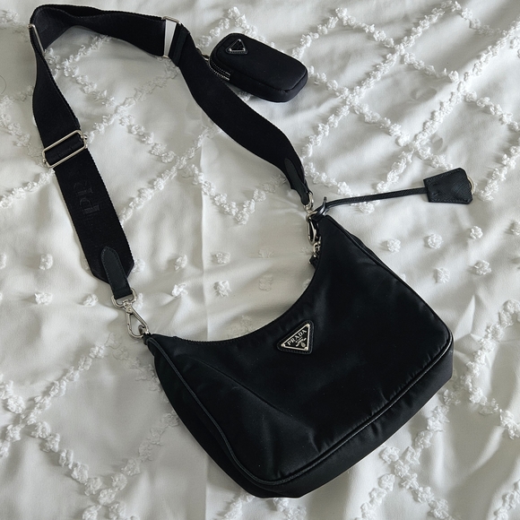 Prada Handbags - Prada Black Nylon Shoulder Bag with Adjustable Strap